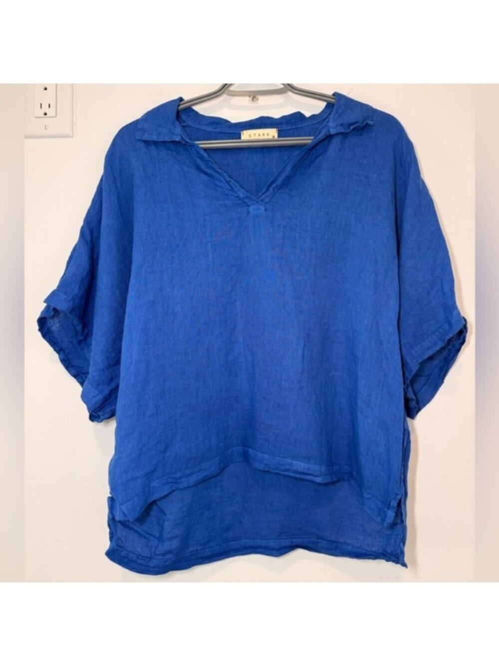 Stark X Vibrant Blue Linen Blouse size M Made in USA